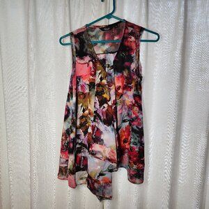 Sleeveless Dress Top, Vera Wang, Med, watercolor look vibrant colors